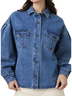 French Connection Blue Denim Button-Down Shirt